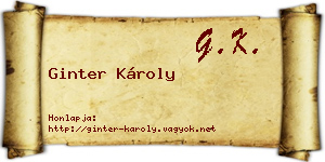 Ginter Károly névjegykártya